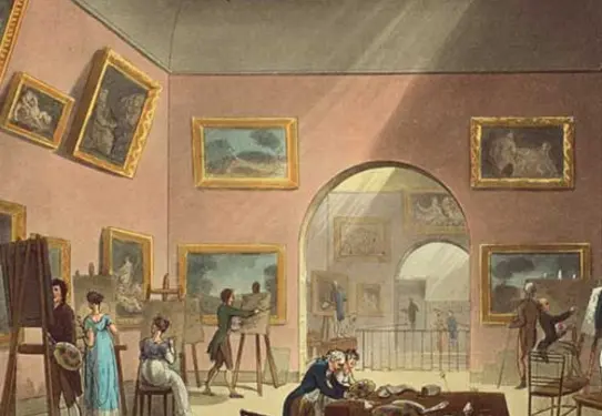 Illustration of 1800s museum exhibition