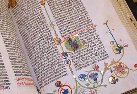 close up of Gutenberg Bible