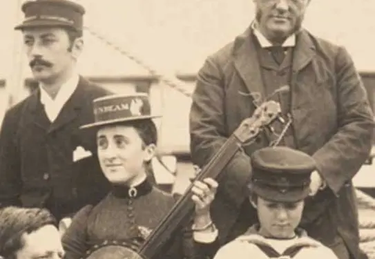 Detail of Lady Annie Brassey and family on deck of the Sunbeam