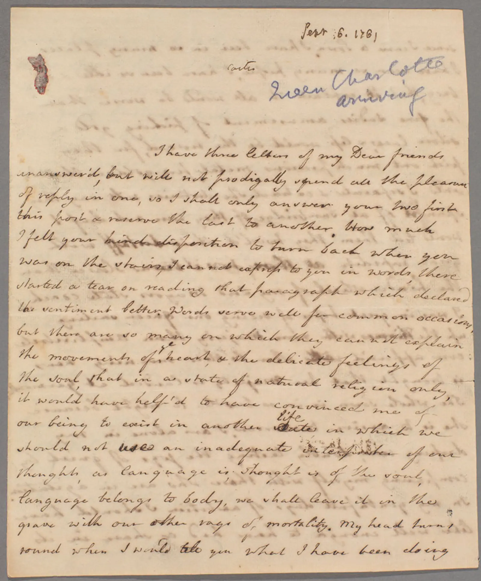 Handwritten letter from the 18th century.