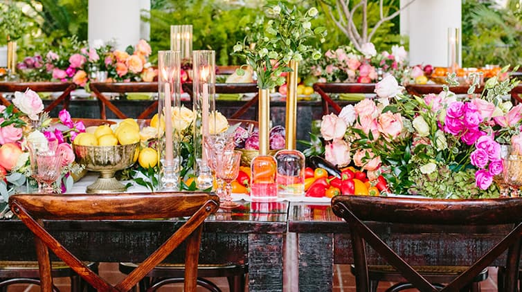 Special Events table setting at the Huntington Art Gallery Loggia