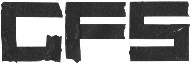 letter G F S in black tape