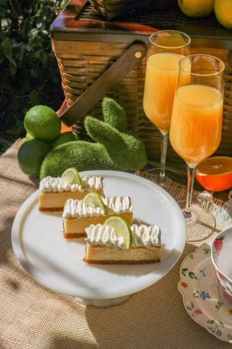 A brunch buffet with desserts and drinks.