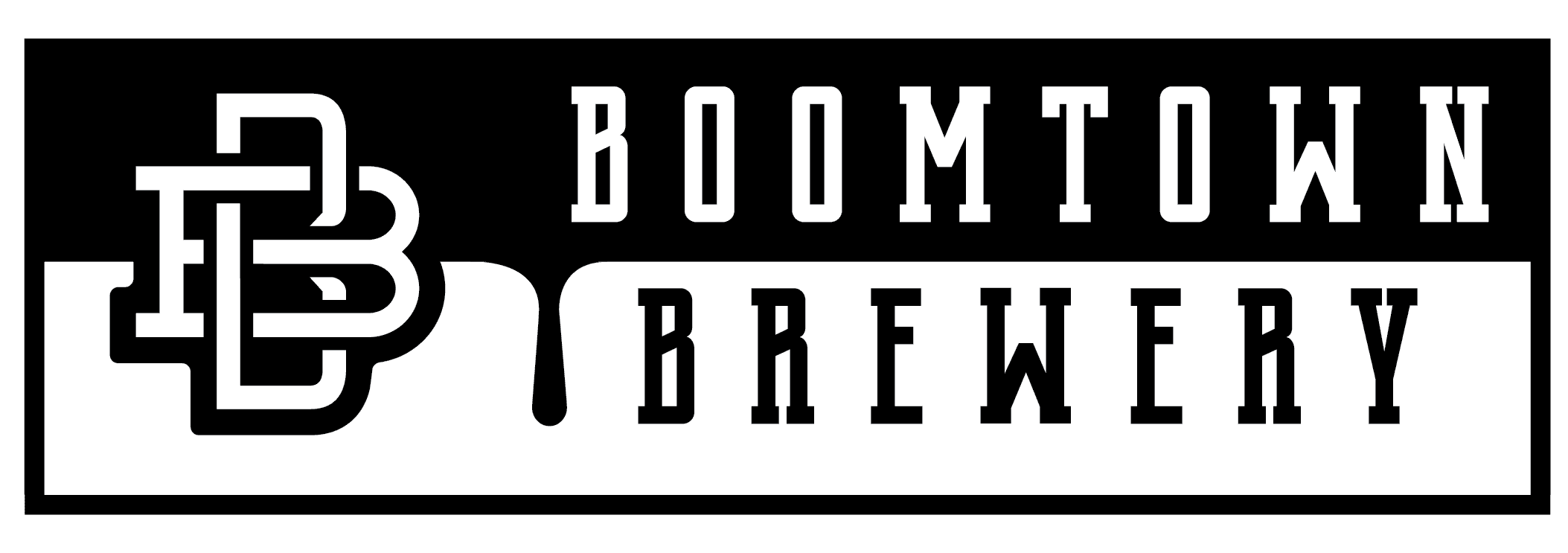 A black and white logo reading "Boomtown Brewery"