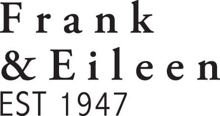 A black and white text-based logo, reading "Frank & Eileen / EST 1947."