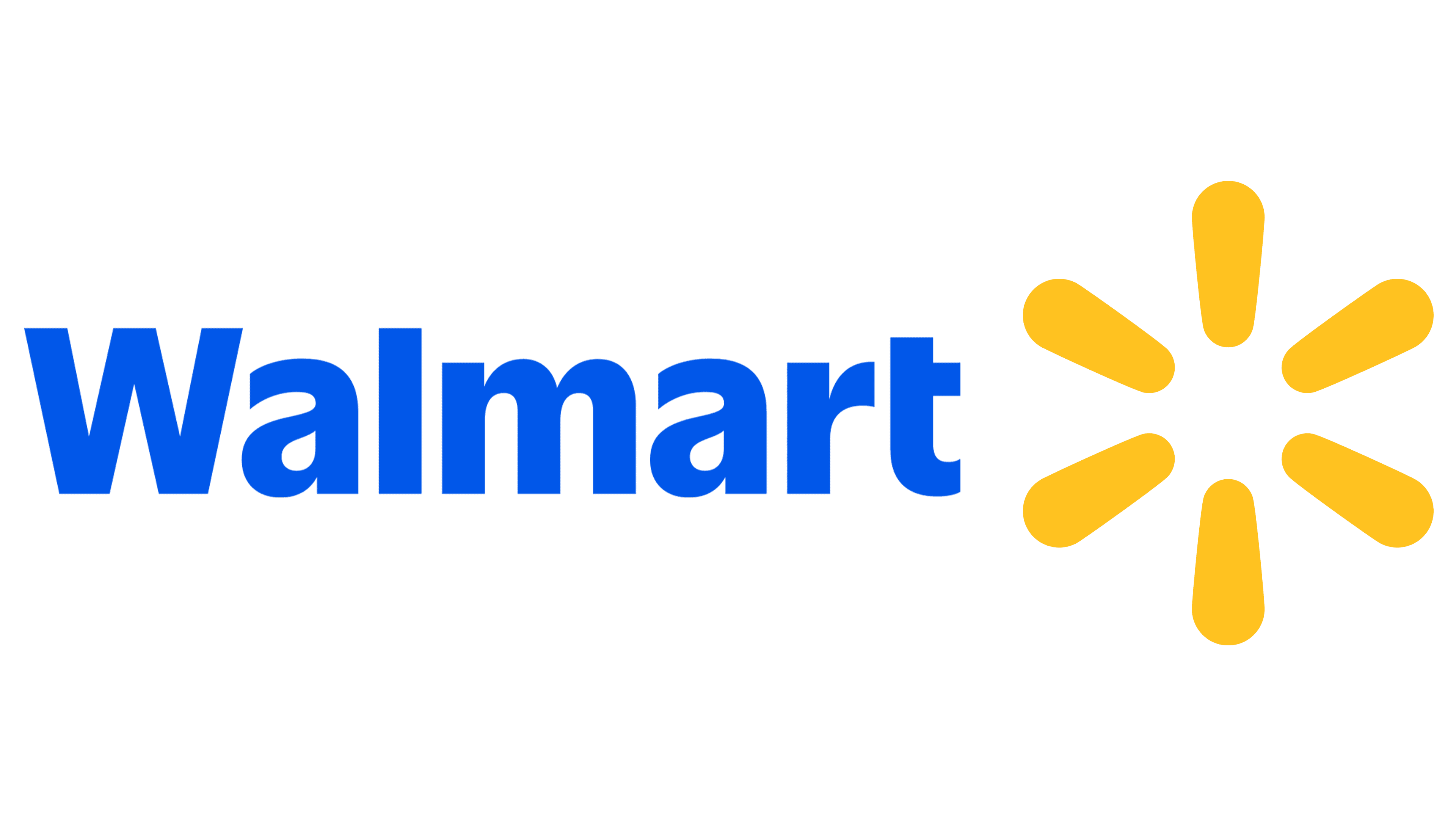 A logo with blue text reading "Walmart" and a yellow asterisk-type shape.