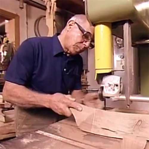 Sam Maloof working in his workshop