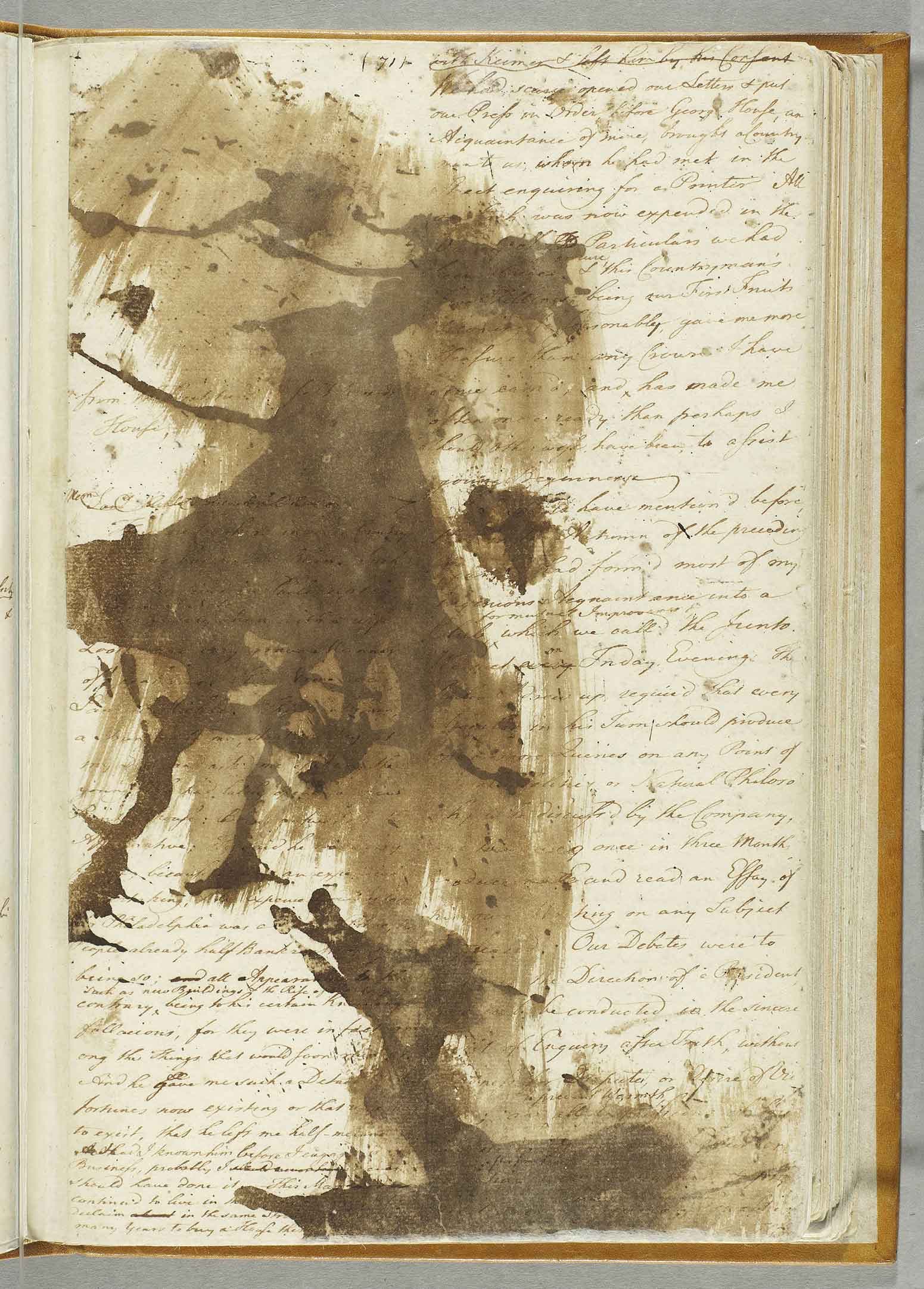 Autobiography of Benjamin Franklin, autograph manuscript, p. 71, 1771-1789. mssHM 9999