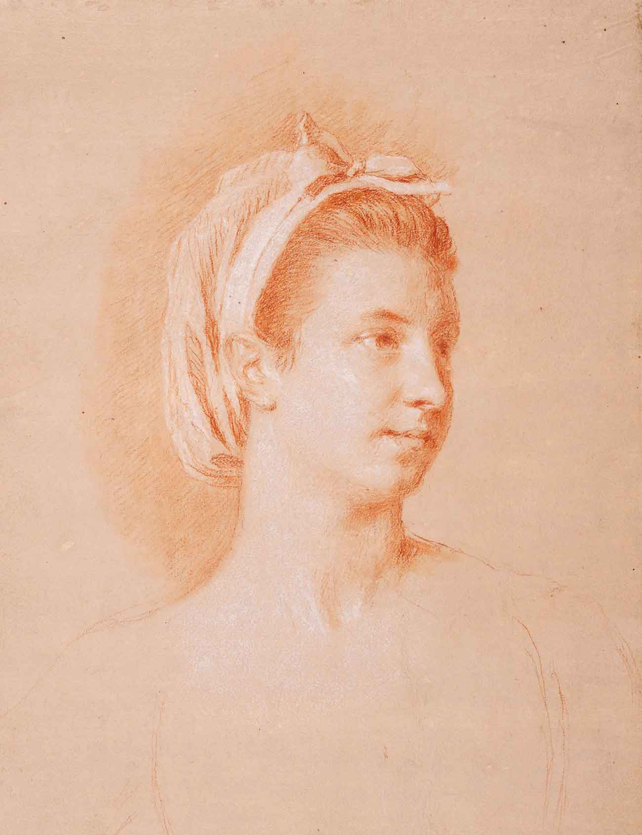 Allan Ramsay II (British, 1713-1784), Amelia Ramsay, 1776, red pencil heightened with white on tinted paper. The Huntington Library, Art Collections, and Botanical Gardens, Sir Bruce Ingram Collection.