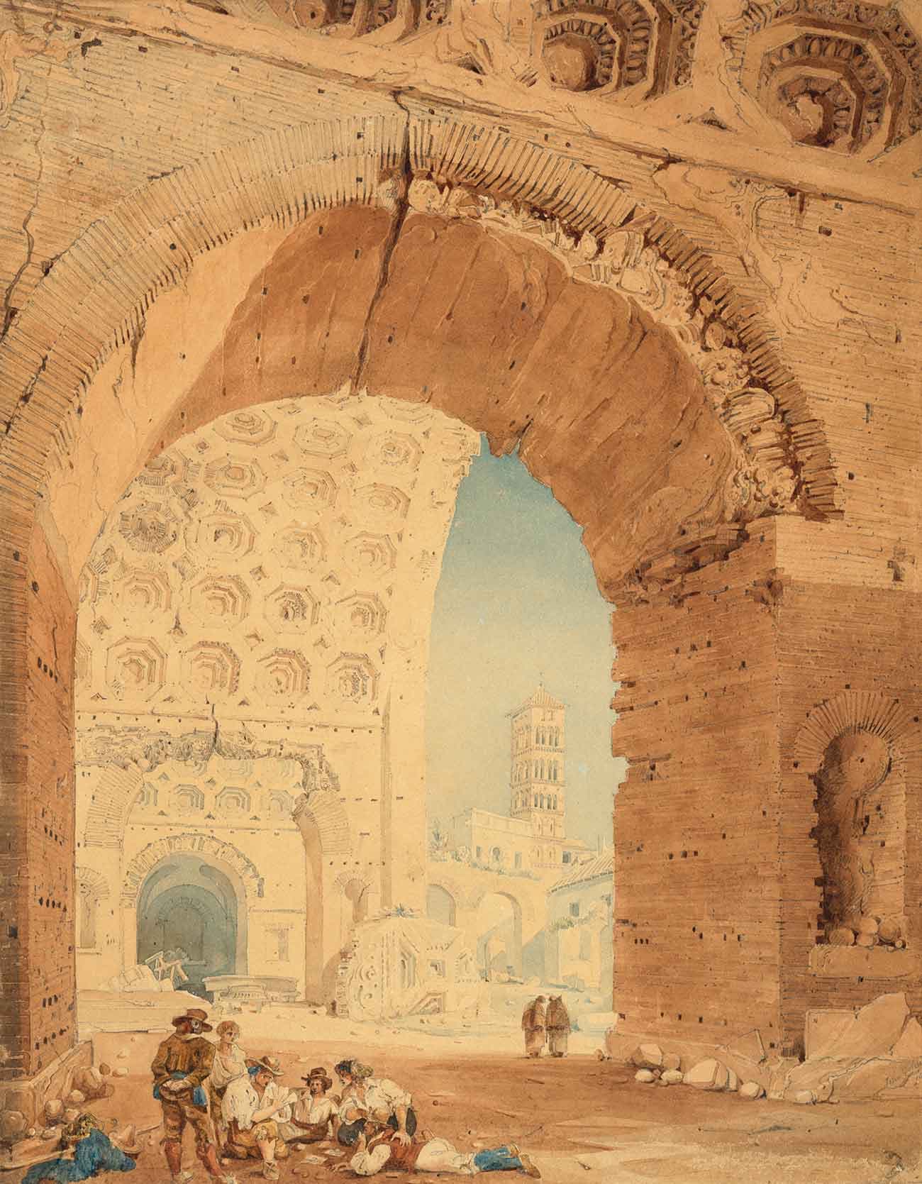 John Goldicutt (British, 1793-1842), View in Rome, 1820, watercolor over pencil, The Huntington Library, Art Collections, and Botanical Gardens, Gilbert Davis Collection
