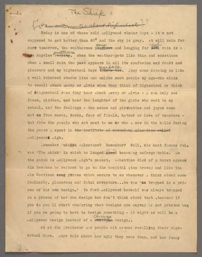 Eve Babitz first page of The Sheik.