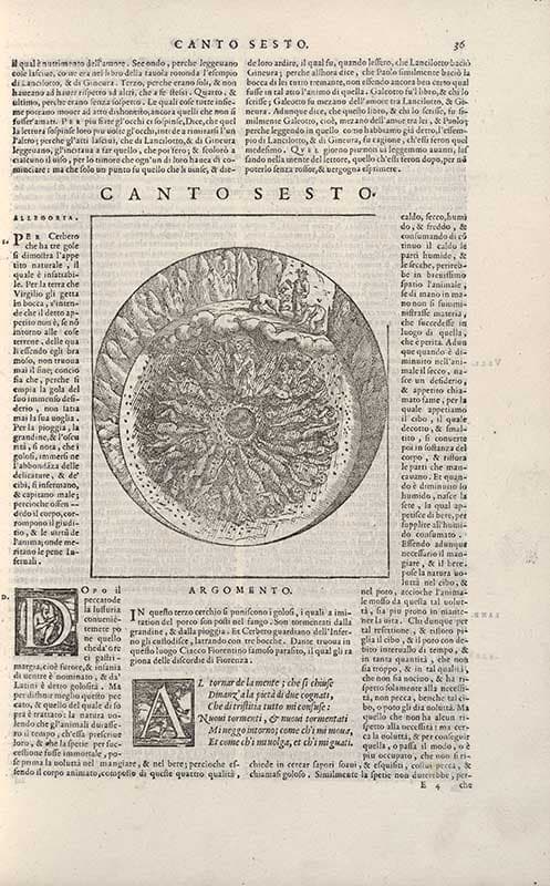 Map of Hell from Dante con lespositione di Christofo Landino et di Alessandro vellvetello sopra la sua Comedia dell' Inferno, del Purgatorio, & del Paradiso