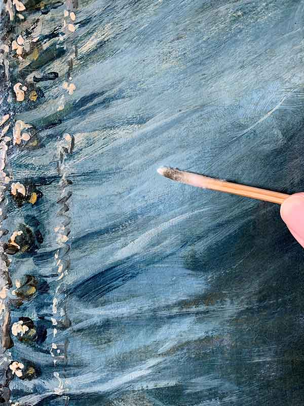 The conservator removed dirt trapped underneath the varnish