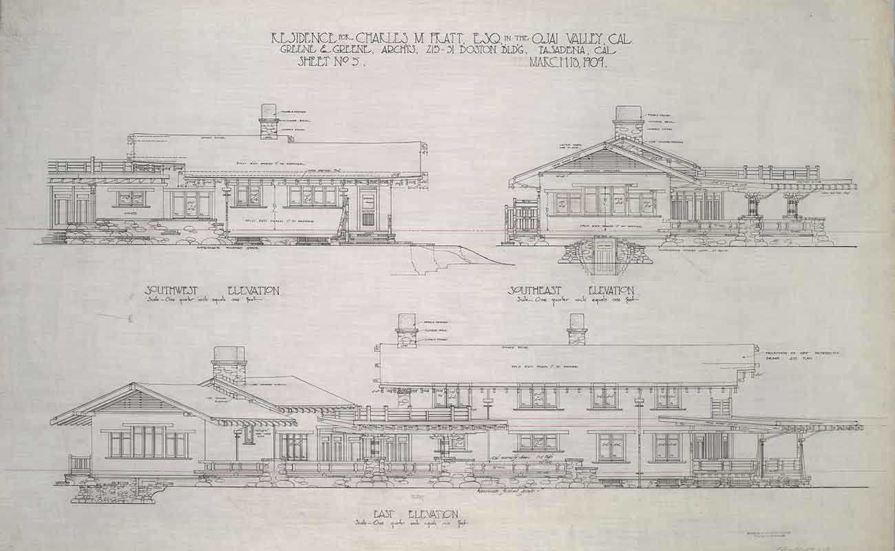 Plans for the Charles Millard Pratt residence in Ojai