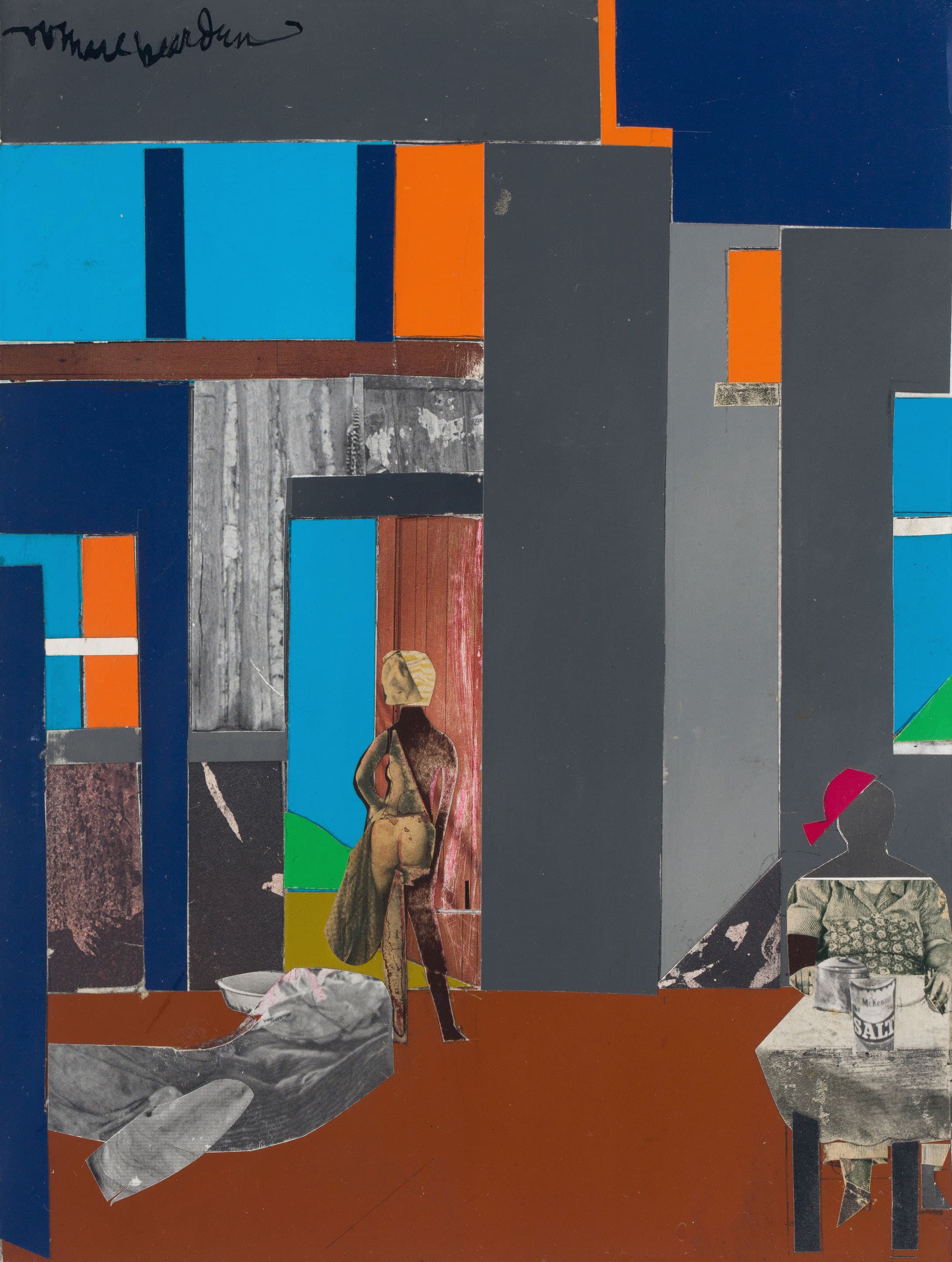 Romare Bearden (1911-1988), Blue Monday, 1969. Paper on fiberboard mounted to board, 12 x 9 in. © 2019 Romare Bearden Foundation / Licensed by VAGA at Artists Rights Society (ARS), NY. The Huntington Library, Art Collections, and Botanical Gardens.