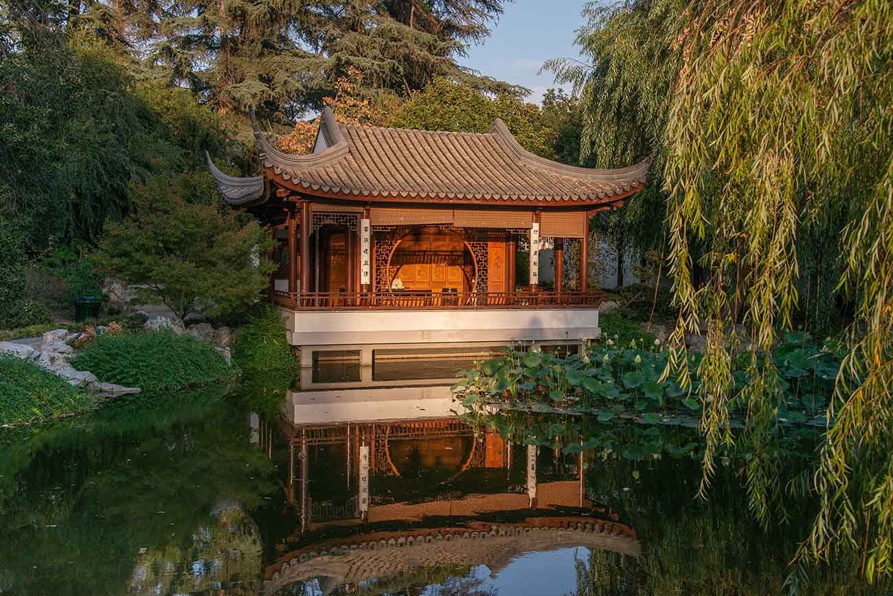 One of the original features that opened in 2008: the Love for the Lotus Pavilion. Photo by Martha Benedict. The Huntington Library, Art Museum, and Botanical Gardens.