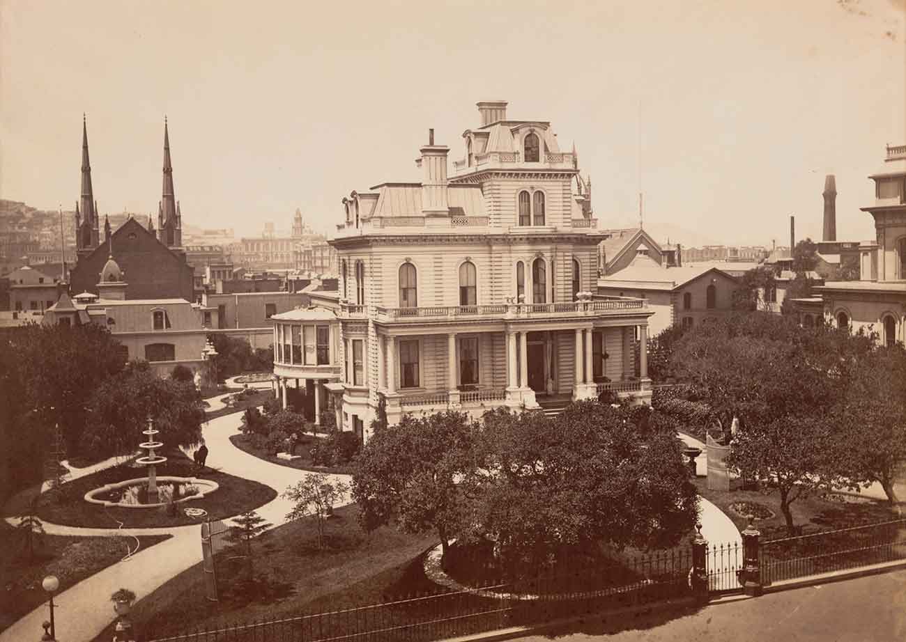 Residence of Milton S. Latham, Folsom Street between Second and Third, San Francisco, ca. 1867. Albumen print; 15 x 21 in. Mammoth-Plate Photographs of San Francisco in 1867 by Carleton E. Watkins (1829–1916). Huntington Library, Art Collections, and Botanical Gardens.