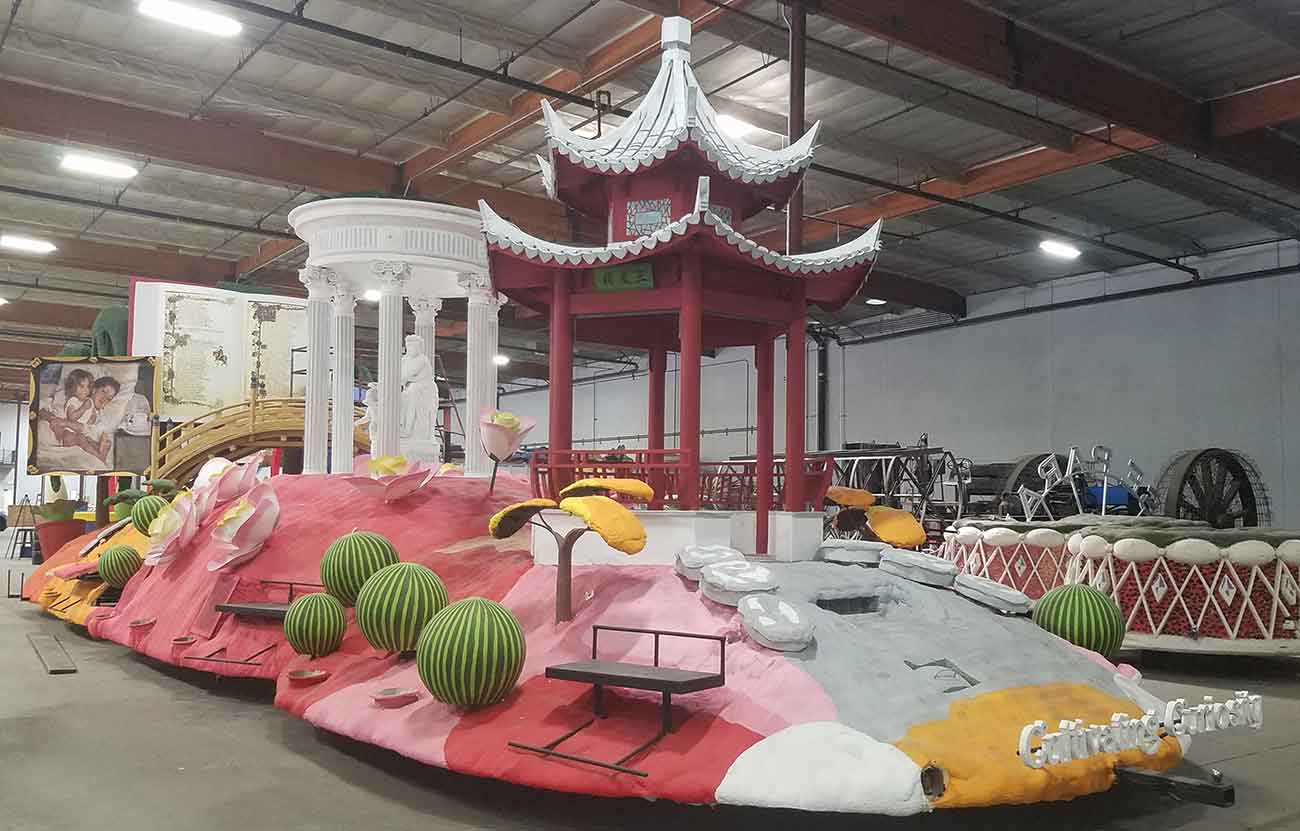 "Cultivating Curiosity" float in progress, 2019. Photo: Phoenix Decorating.
