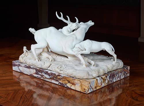 Two Hounds Attacking a Deer