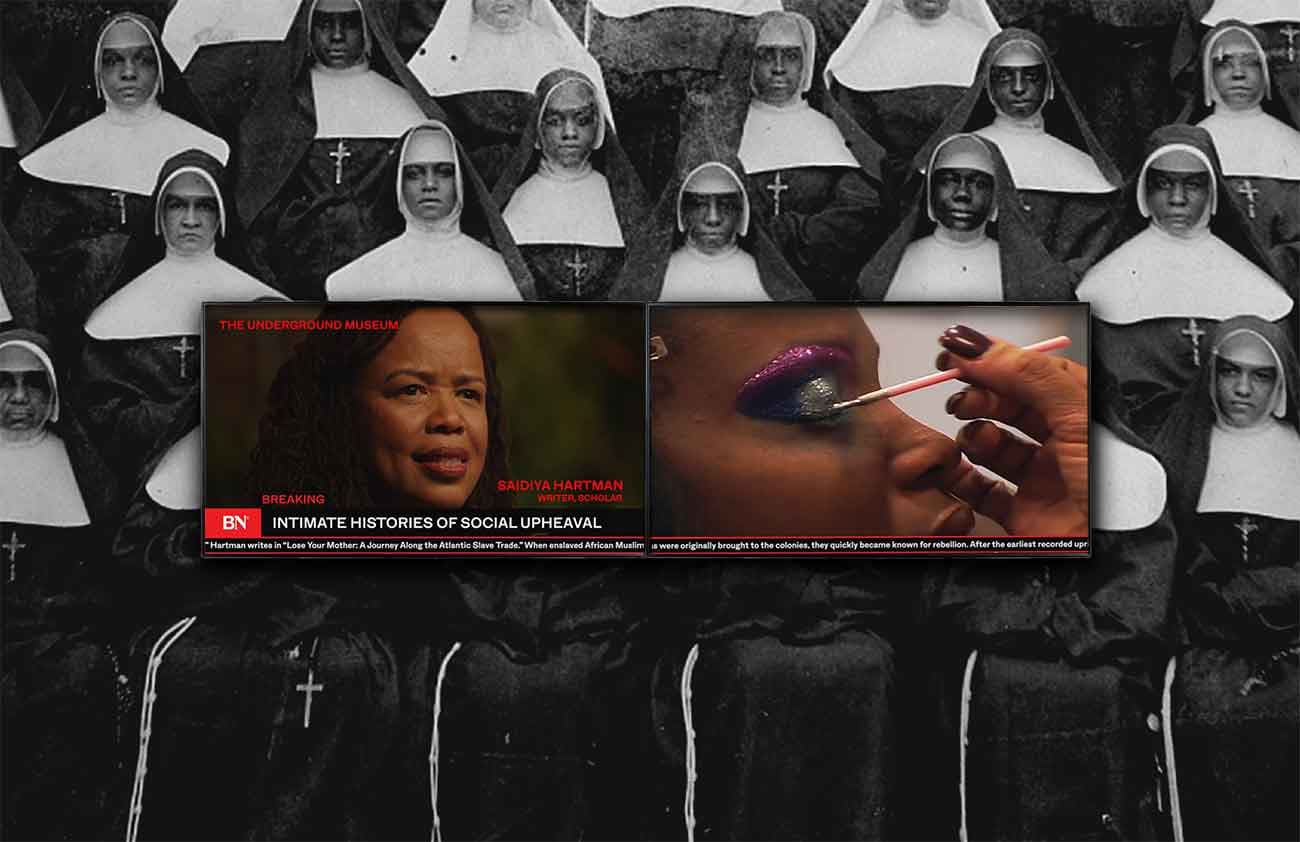Kahlil Joseph, BLKNWS, 2018-ongoing, two-channel fugitive newscast. Courtesy of the artist