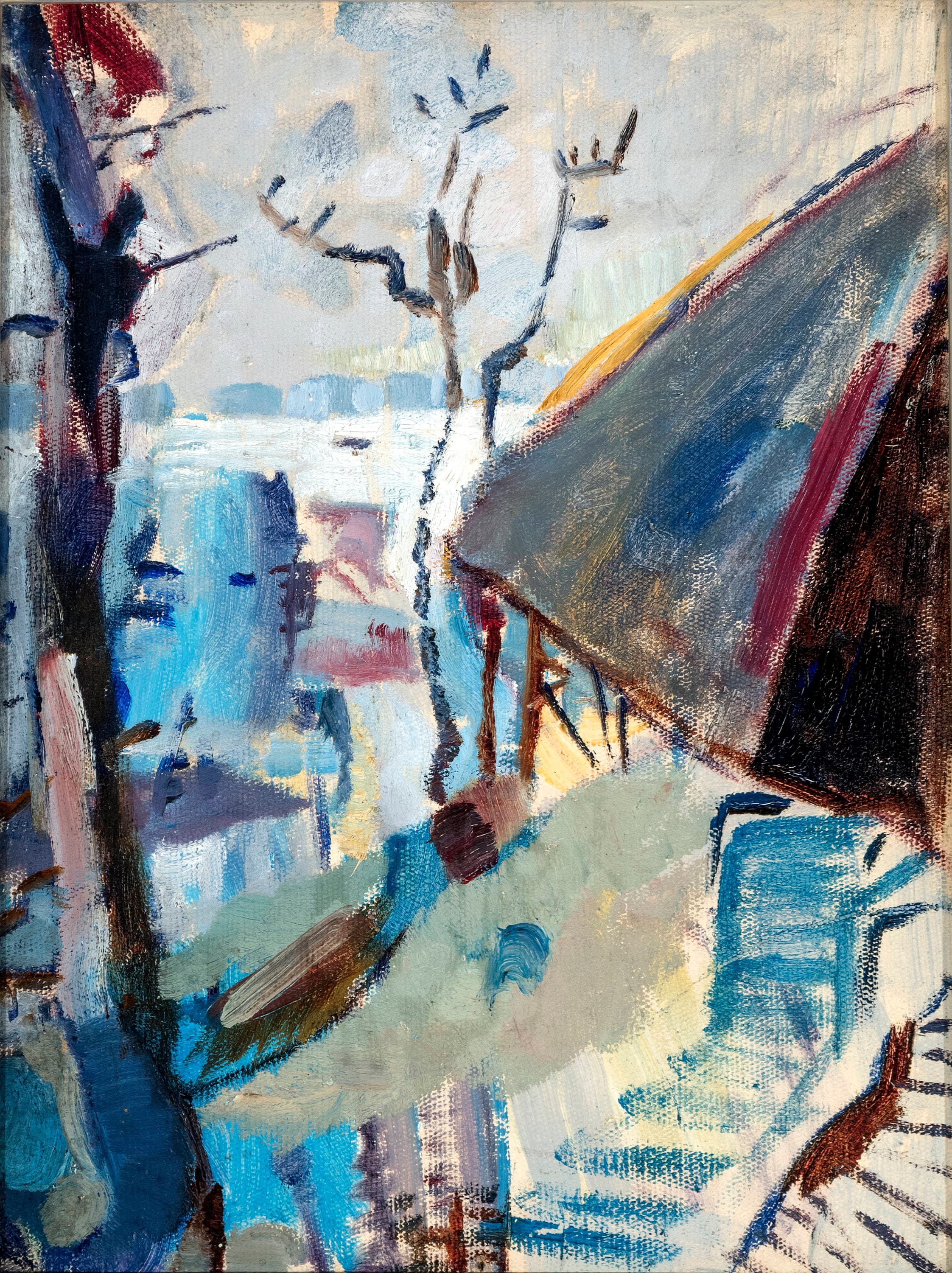  John Marin (1870-1953), Weehawken Sequence, no. 16.97, ca. 1916. Oil on canvas board, 12 1/4 x 9 1/4 in. © 2019 Estate of John Marin / Artists Rights Society (ARS), New York. The Huntington Library, Art Collections, and Botanical Gardens.