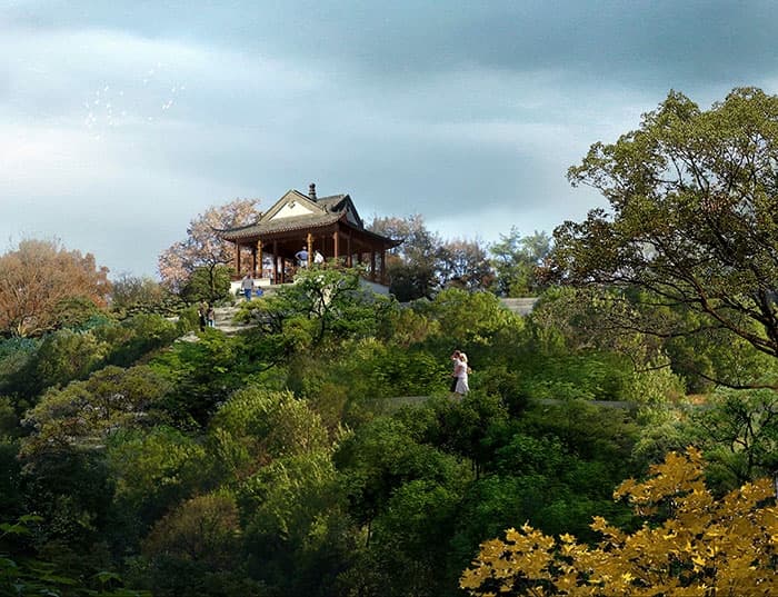 Artist rendition of Stargazing Tower in Chinese Garden