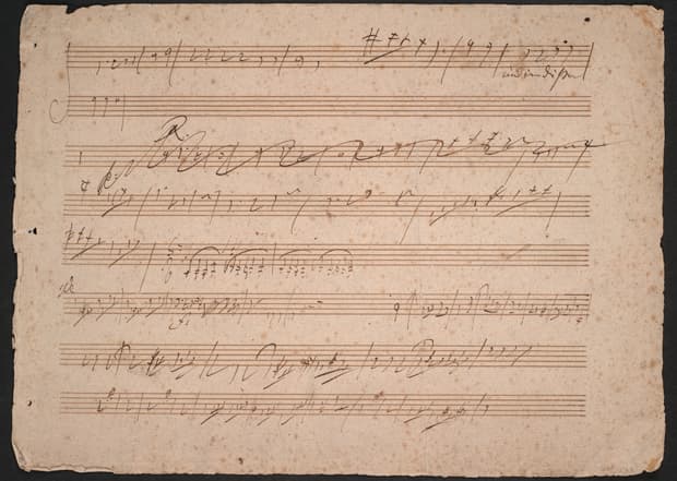 Ludwig van Beethoven autograph manuscript fragment