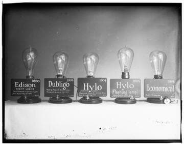 Various bulbs by different companies from 1890, 1904