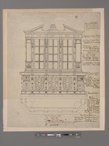 Diagram of woods used in the Shakespeare bookcase