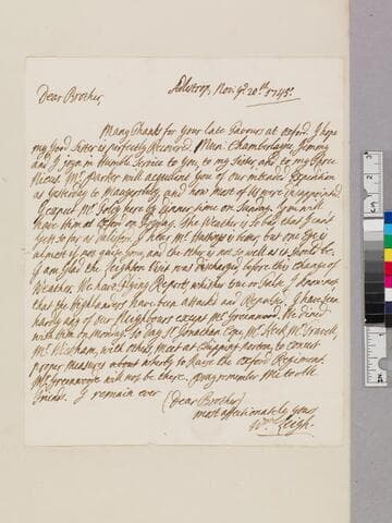 Leigh, William, 1691-1757. Letter to Theophilus Leigh, 1693-1785
