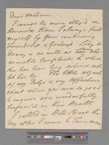 Petty, William, 1st Marquis of Lansdowne. Letter to Elizabeth (Robinson) Montagu