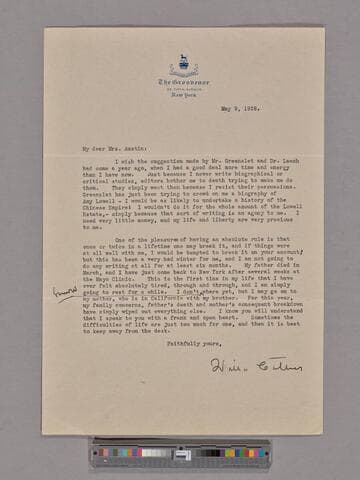 Willa Cather. Letter to Mary Austin