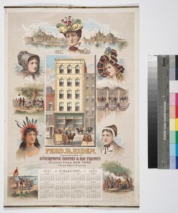 Ferd. R. Eiden, manufacturer of Enterprise bonnet & hat frames 6 Clinton Place, New York. 3 doors west of Broadway