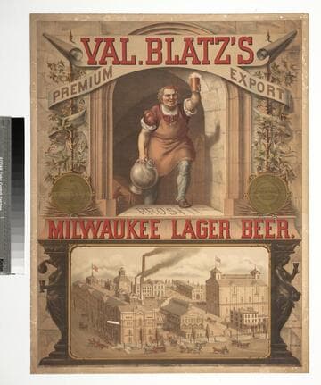 Val. Blatz's premium export Milwaukee lager beer