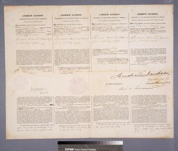 Andrew Jackson, president des Etats Unis d'Amerique. A tous ceux qui les presentes, verront: