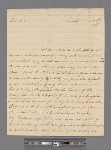 Montagu, Elizabeth (Robinson). Letter to Leonard Smelt