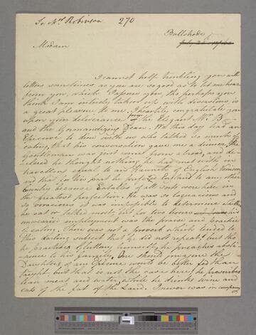 Montagu, Elizabeth (Robinson). Letter to Elizabeth (Drake) Robinson