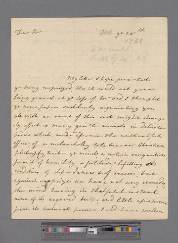 Montagu, Elizabeth (Robinson). Letter to Leonard Smelt