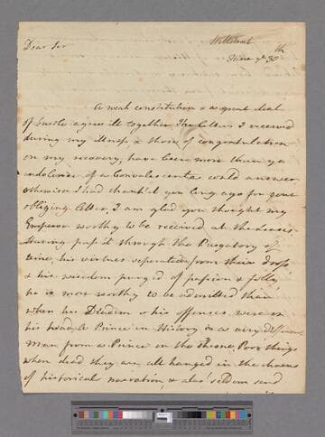 Montagu, Elizabeth (Robinson). Letter to Leonard Smelt