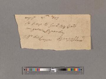 Requisition for brandy by Ben Miller via Cato?