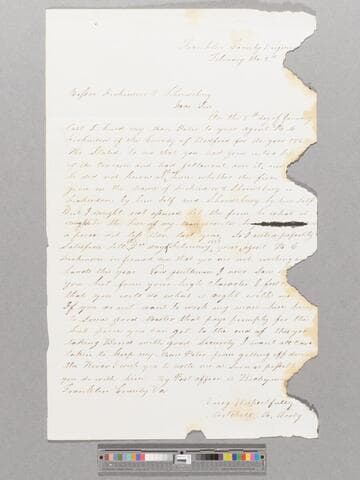 Letter regarding hiring out Peter by Mitchell Woody