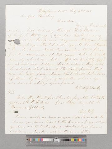 Letter regarding hiring out Charles and Ben by W. P. Gilbert