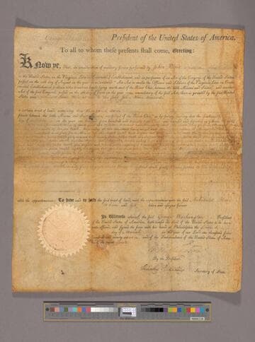 Grant of land by George Washington, Philadelphia, to Archibald Blair