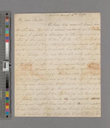 Jean (Macaulay) Babington. Letter to Zachary Macaulay