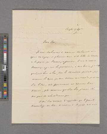Victor Francois duc de Broglie. Letter to Zachary Macaulay