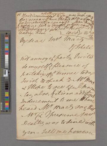 William Wilberforce. Letter to Selina (Mills) Macaulay