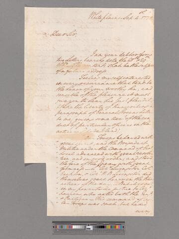 Letter from George Washington, White Plains, to Henry Laurens