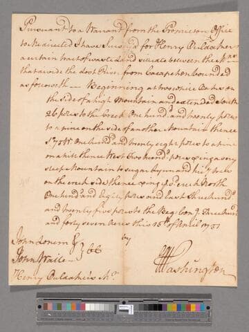 Survey by George Washington for Henry Ouldaker, Culpeper County