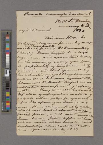 Henry Peter Brougham, 1st Baron Brougham and Vaux. Letter to Charles Grey, after 2d Earl Grey