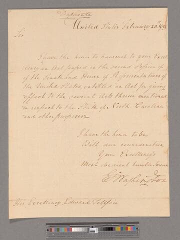Letter from George Washington to Edward Tellfair